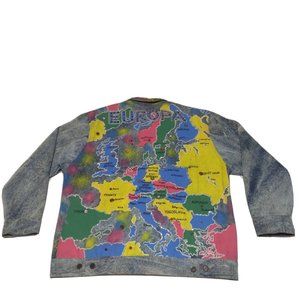 Vintage Simonia Size Large Wearable Art "Europa" Denim Jacket
